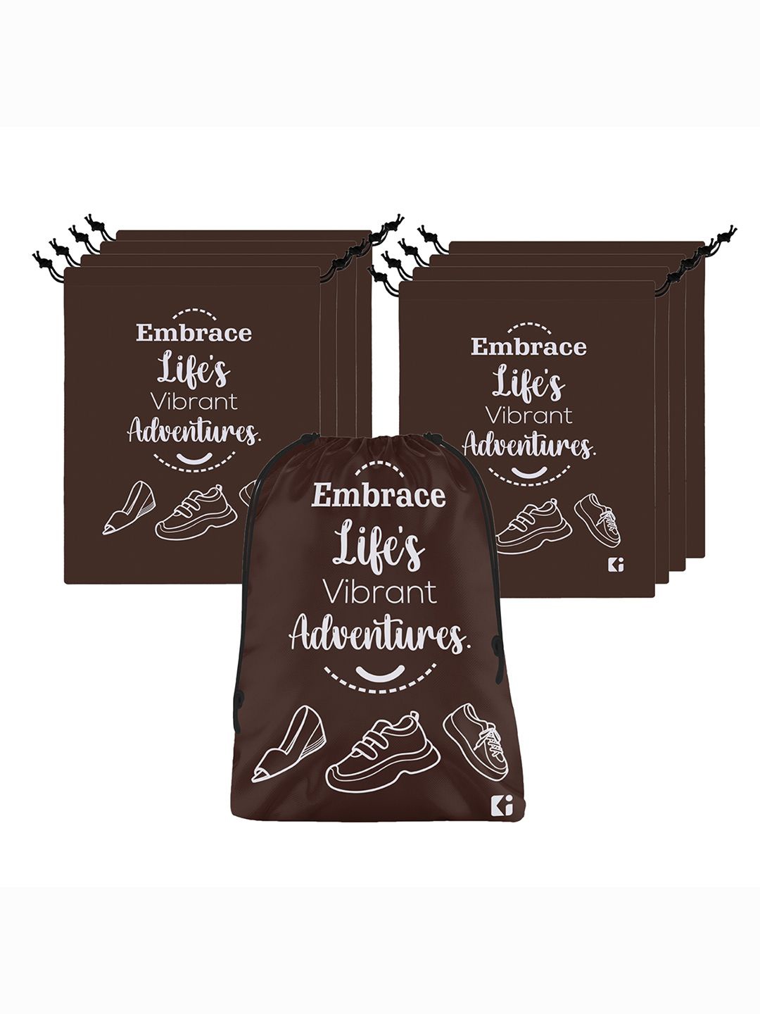 

Kuber Industries 9 Pcs Drawstring Shoe Bag, Brown