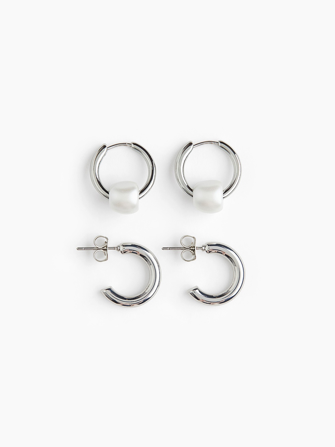 

H&M 2 Pair Earrings, Silver