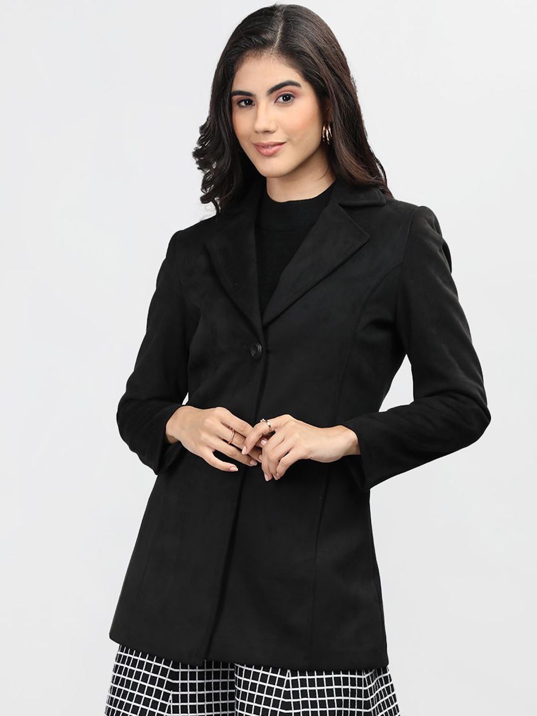 

LURE URBAN Women Single-Breasted Overcoats, Black