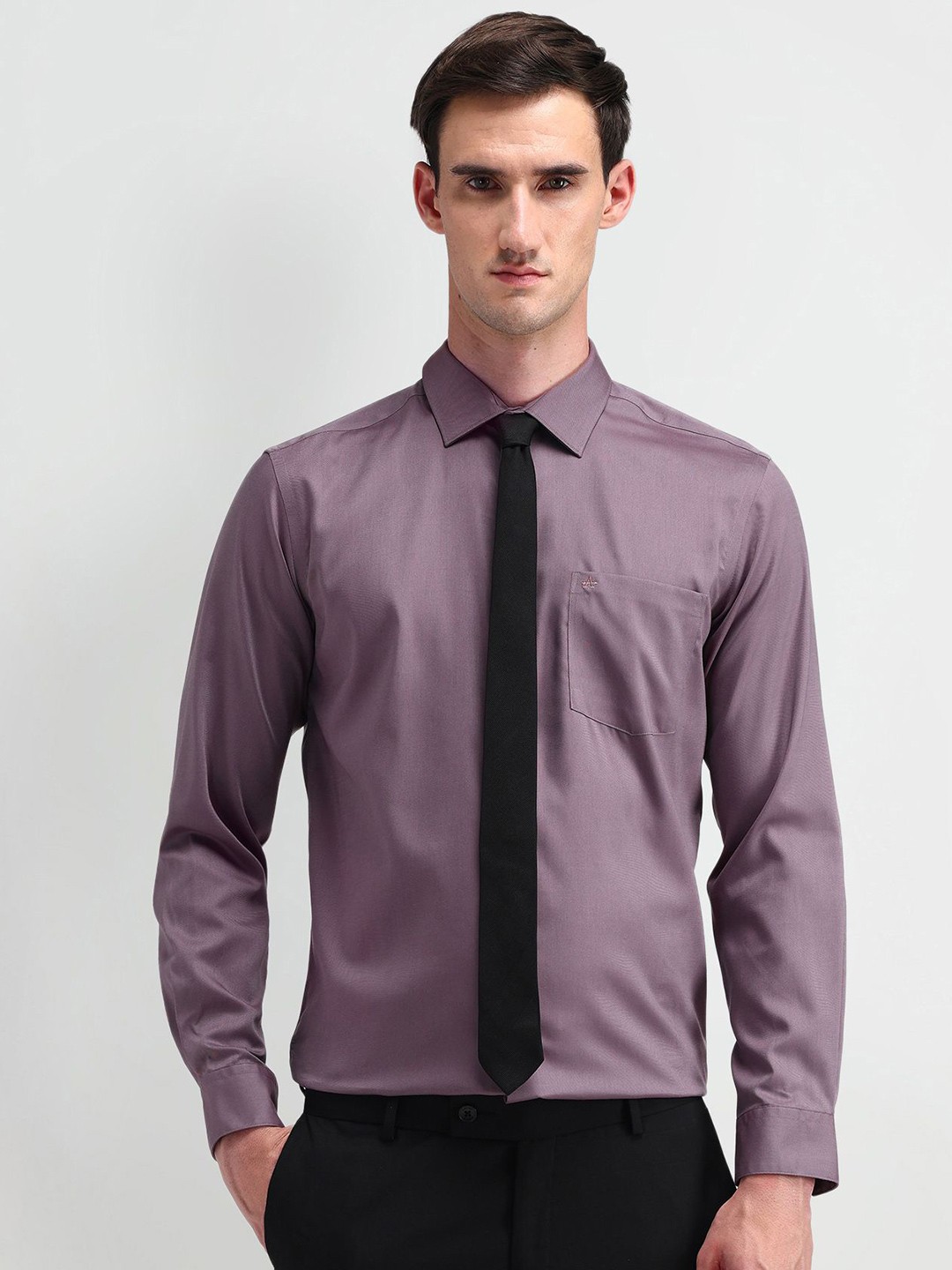 

Arrow Men Classic Spread Collar Solid Cotton Formal Shirt, Purple