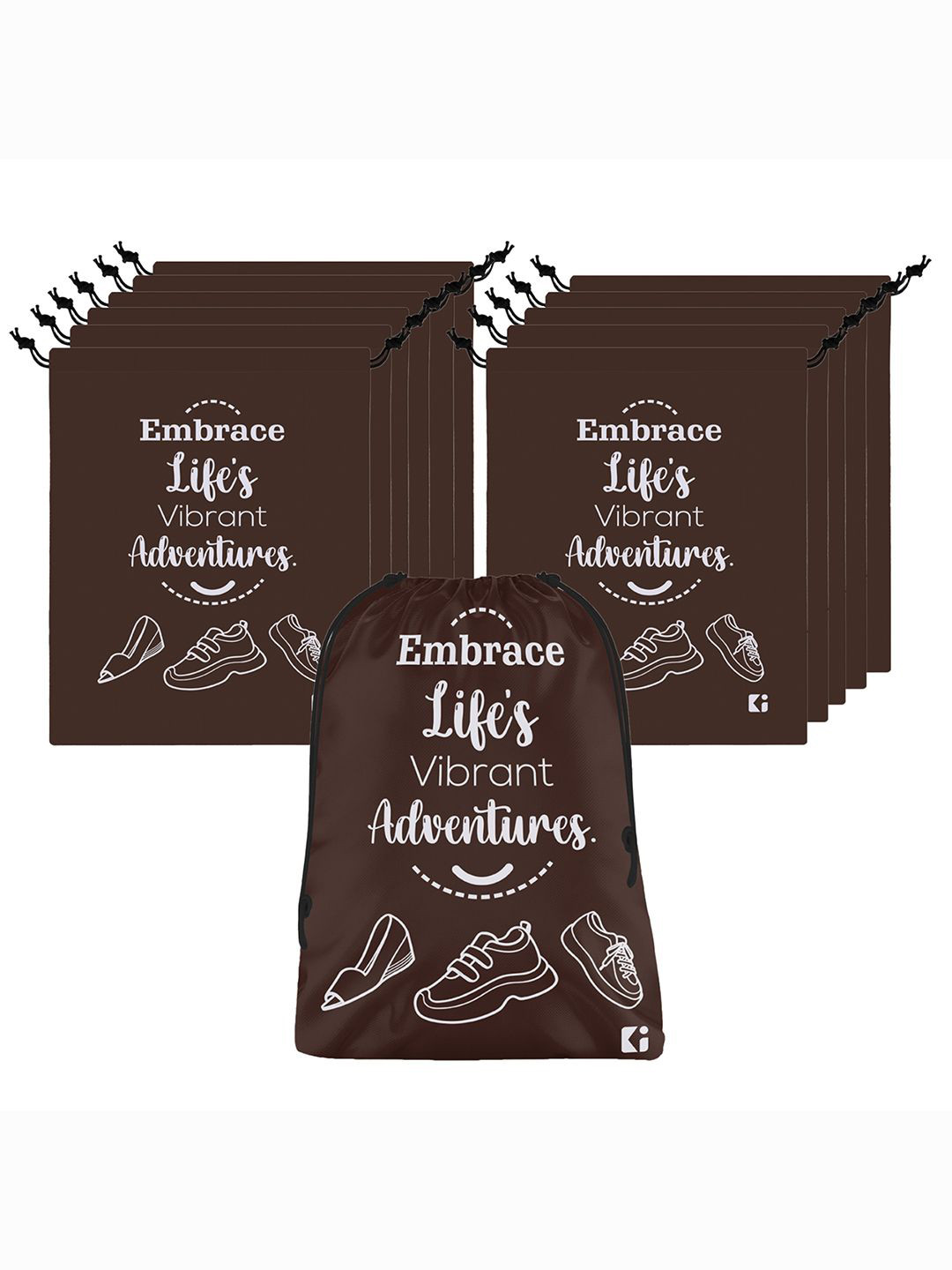 

Kuber Industries Set Of 12 Printed Non-Woven Shoe Cover Bags, Brown