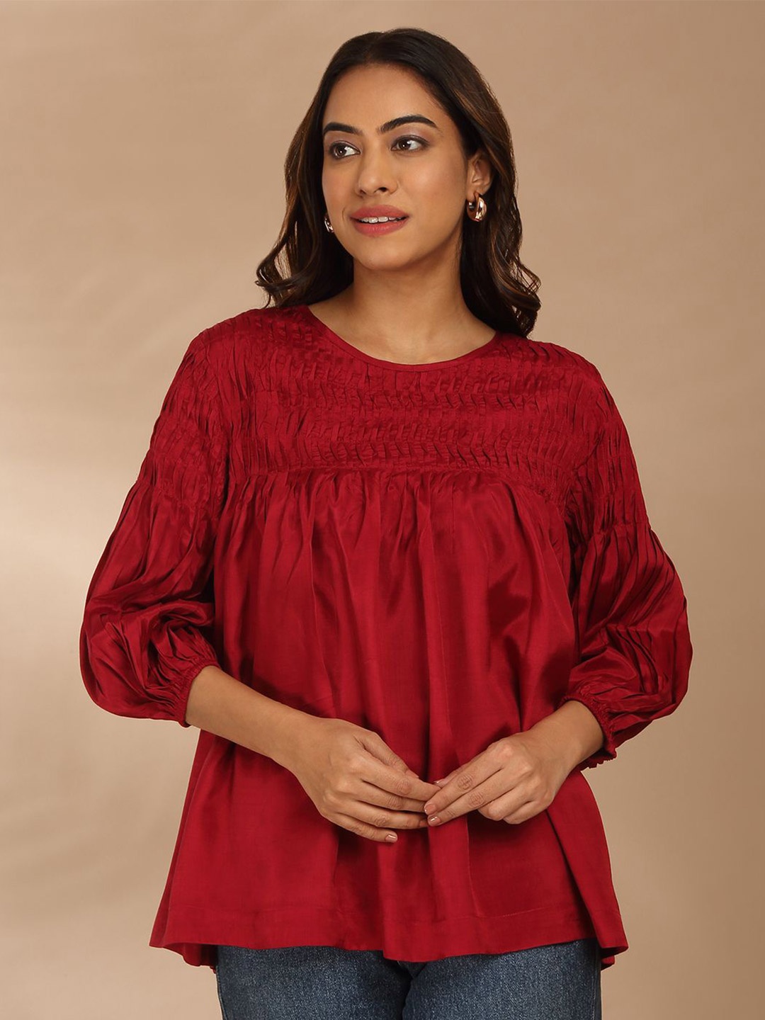 

Likha Women Round Neck Tunic, Maroon