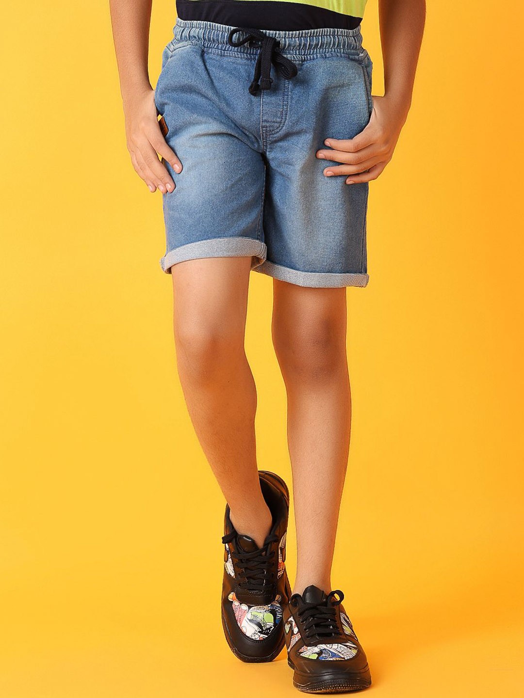 

V-Mart Boys Washed Denim Shorts, Blue