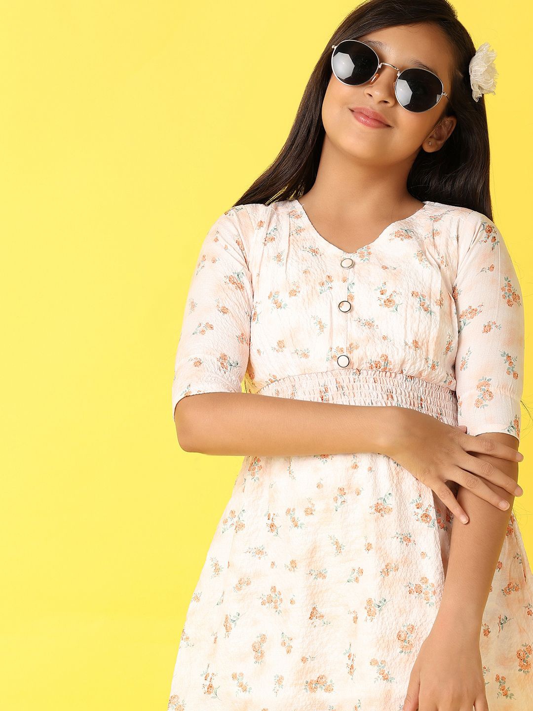 

V-Mart Floral Print Fit & Flare Midi Dress, Pink