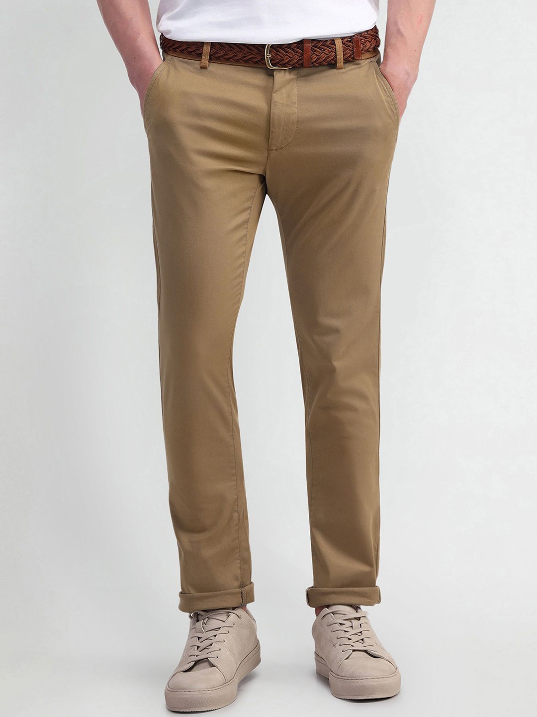 

Arrow Sport Men Urban Slim Slim Fit Trousers, Khaki