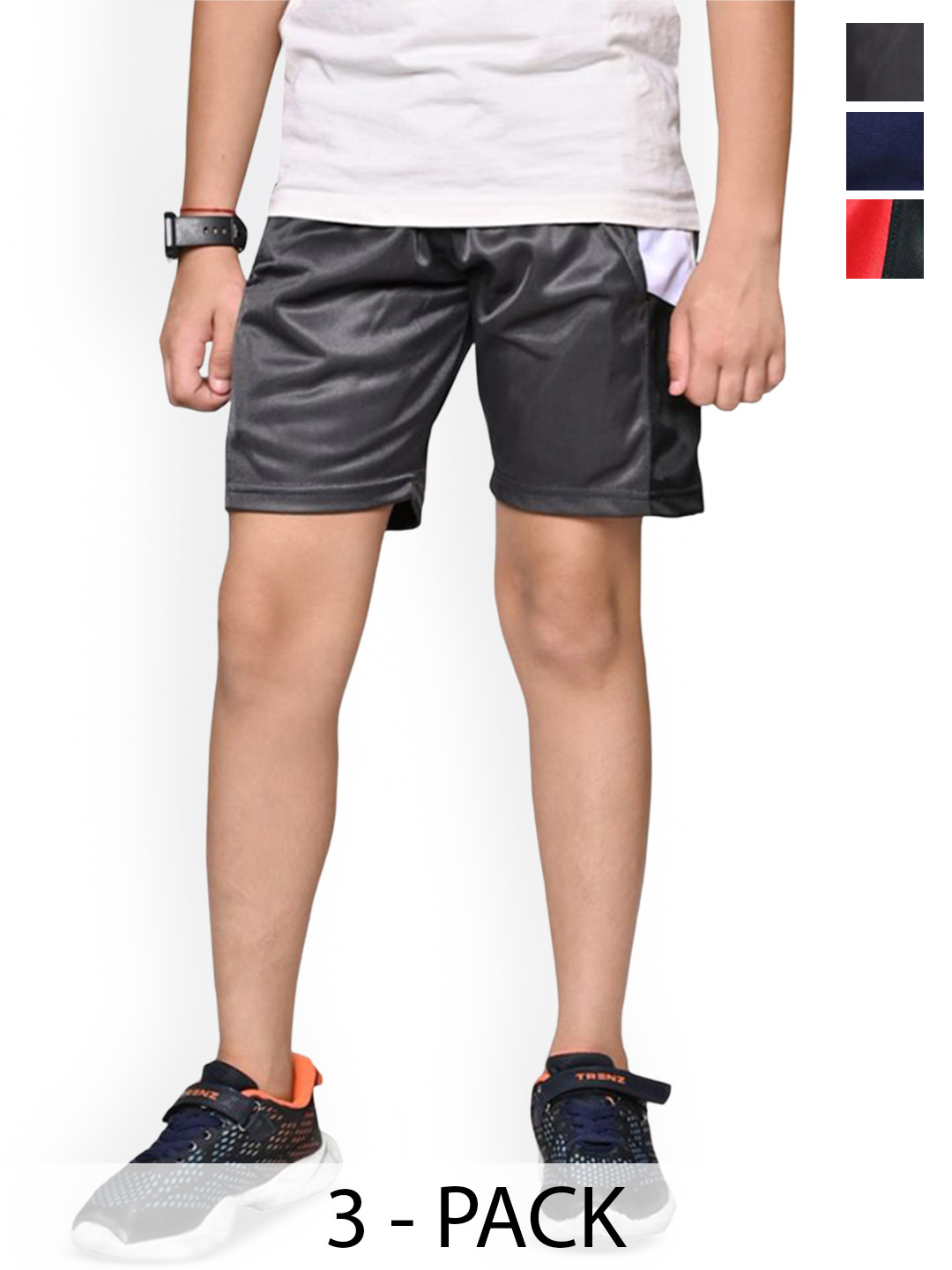

BAESD Boys Pack Of 3 Colourblocked High-Rise Shorts, Grey