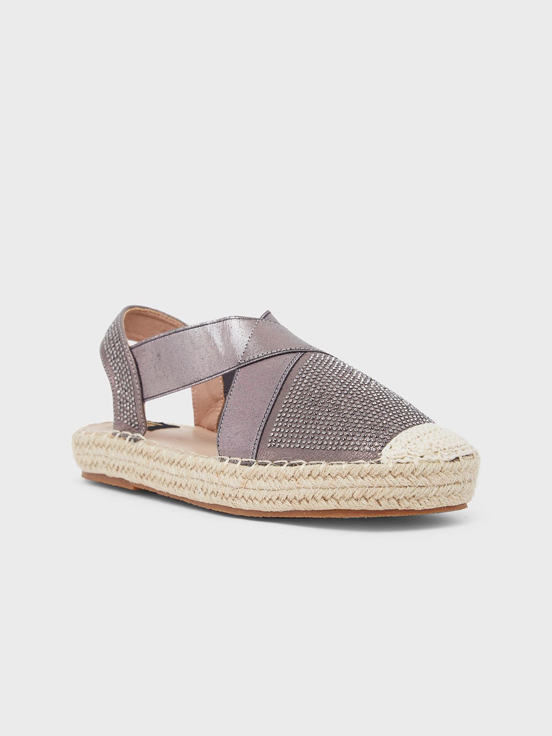 

Sole To Soul Women Woven Design Platform Sandals, Grey