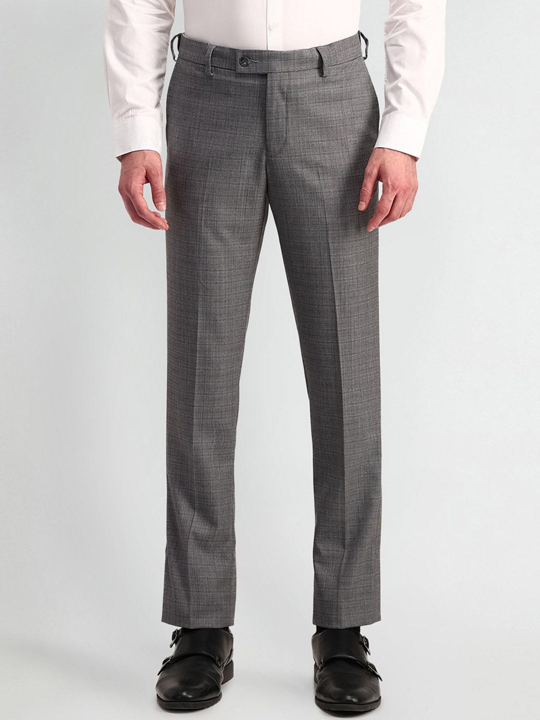 

Arrow Men Grey Checked Urban Slim Slim Fit Formal Trousers