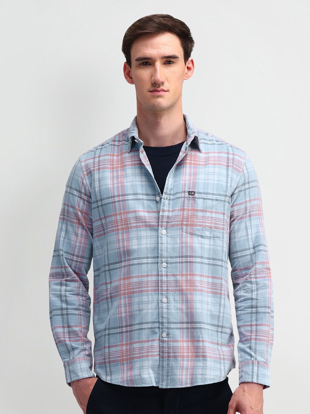 

Arrow Sport Men Manhattan Slim Fit Opaque Checked Casual Shirt, Blue