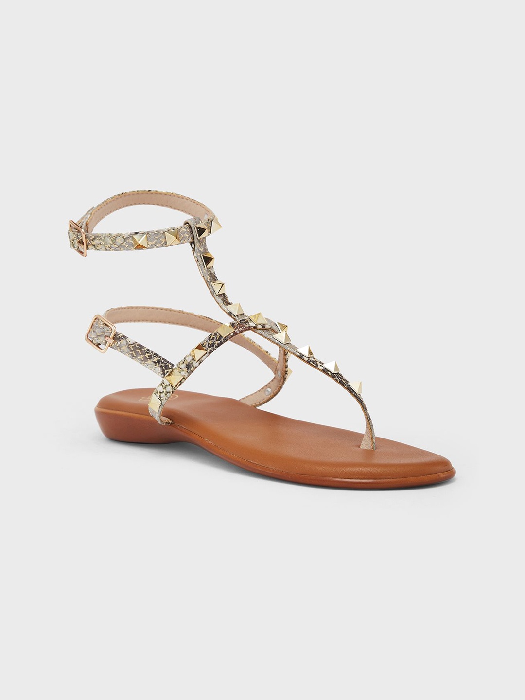 

Sole To Soul Women Embellished Gladiators Flats, Gold