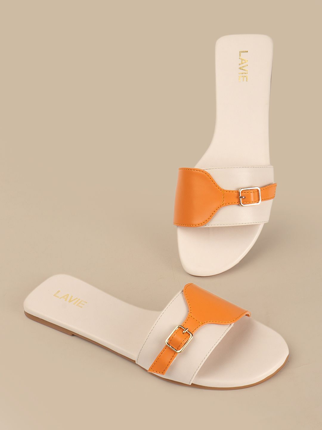 

Lavie Women Open Toe Flats with Buckles, White