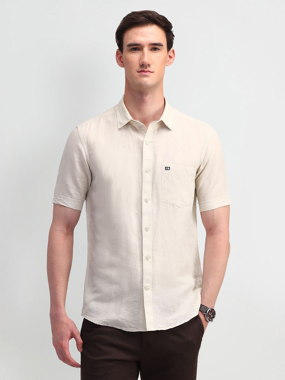 

Arrow Sport Men Classic Opaque Casual Shirt, Beige