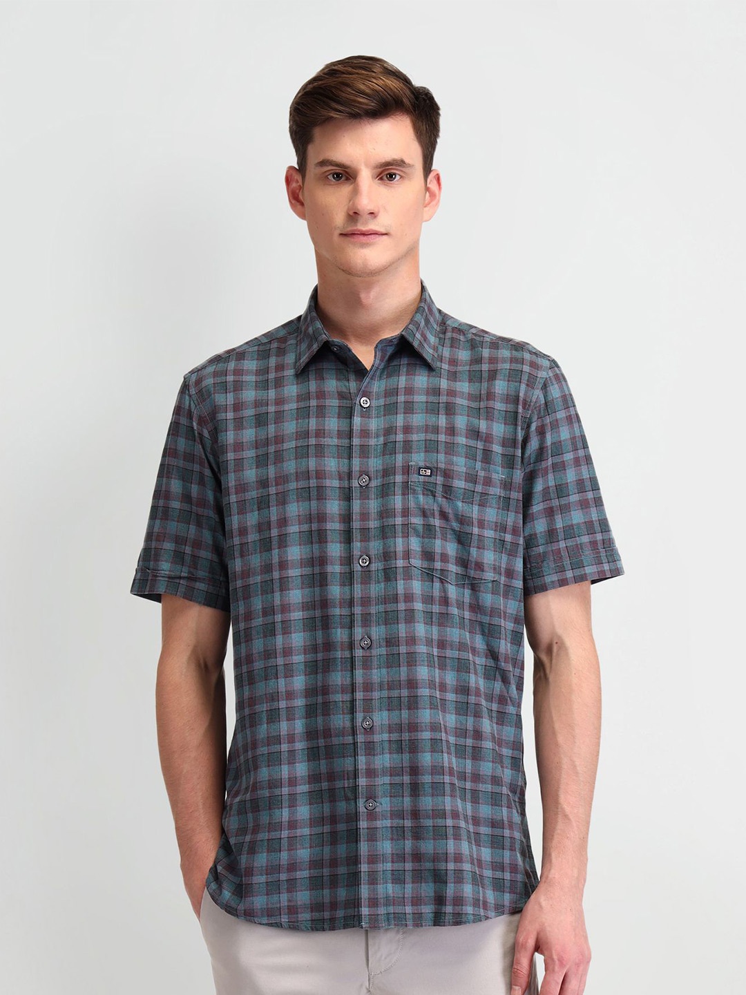 

Arrow Sport Men Classic Opaque Checked Casual Shirt, Grey