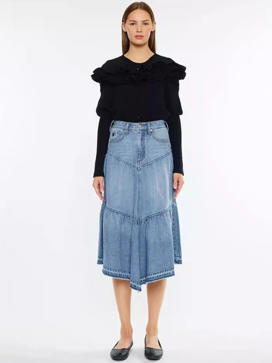 

StyleCast Straight Midi Skirt, Blue