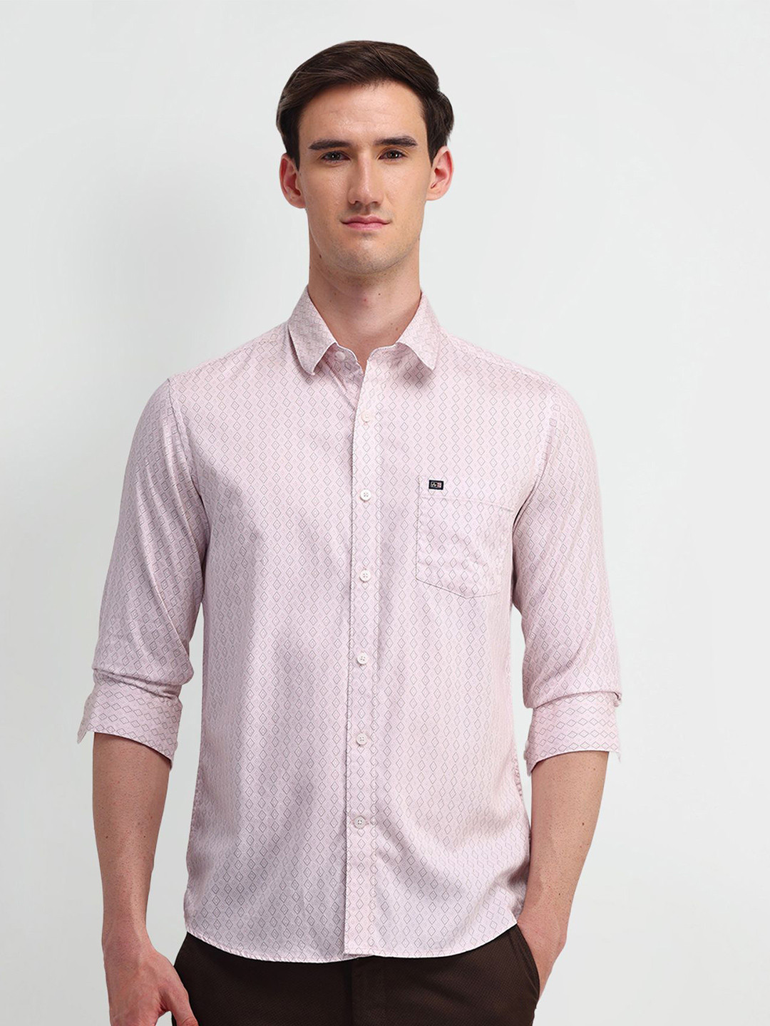 

Arrow Sport Men Manhattan Slim Fit Opaque Printed Formal Shirt, Pink