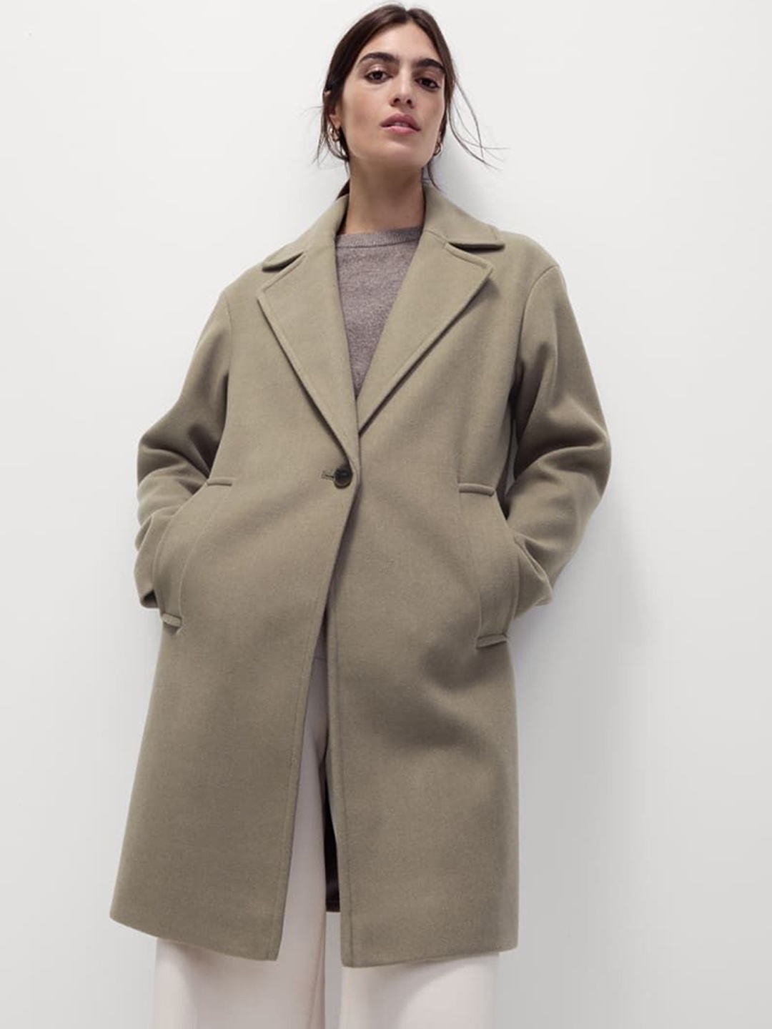 

Marks & Spencer Women Single-Breasted Overcoat, Khaki