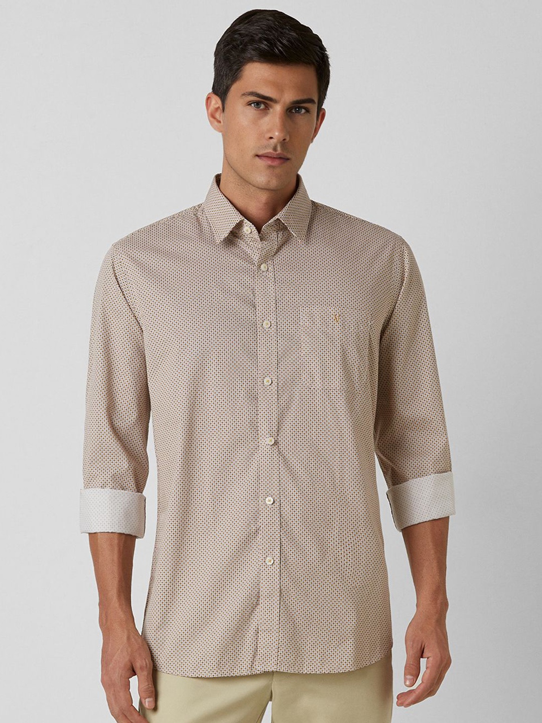 

Van Heusen Sport Men Slim Fit Opaque Printed Casual Shirt, Beige