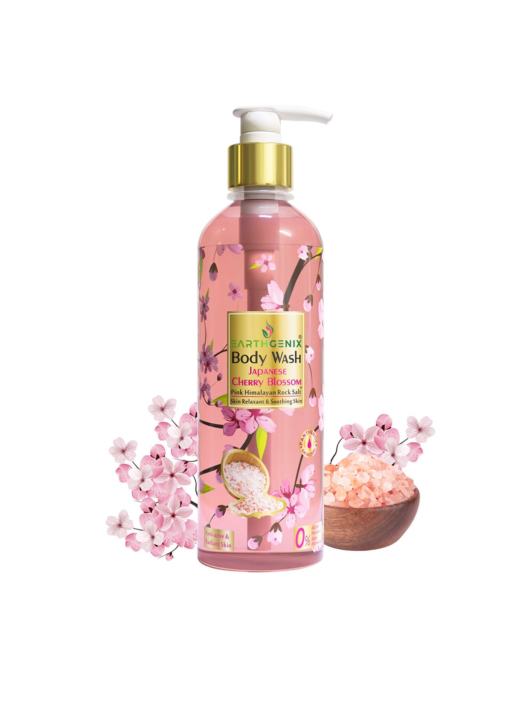 

Earthgenix Japanese Cherry Blossom Body Wash With Loofah - 500 ml, Pink