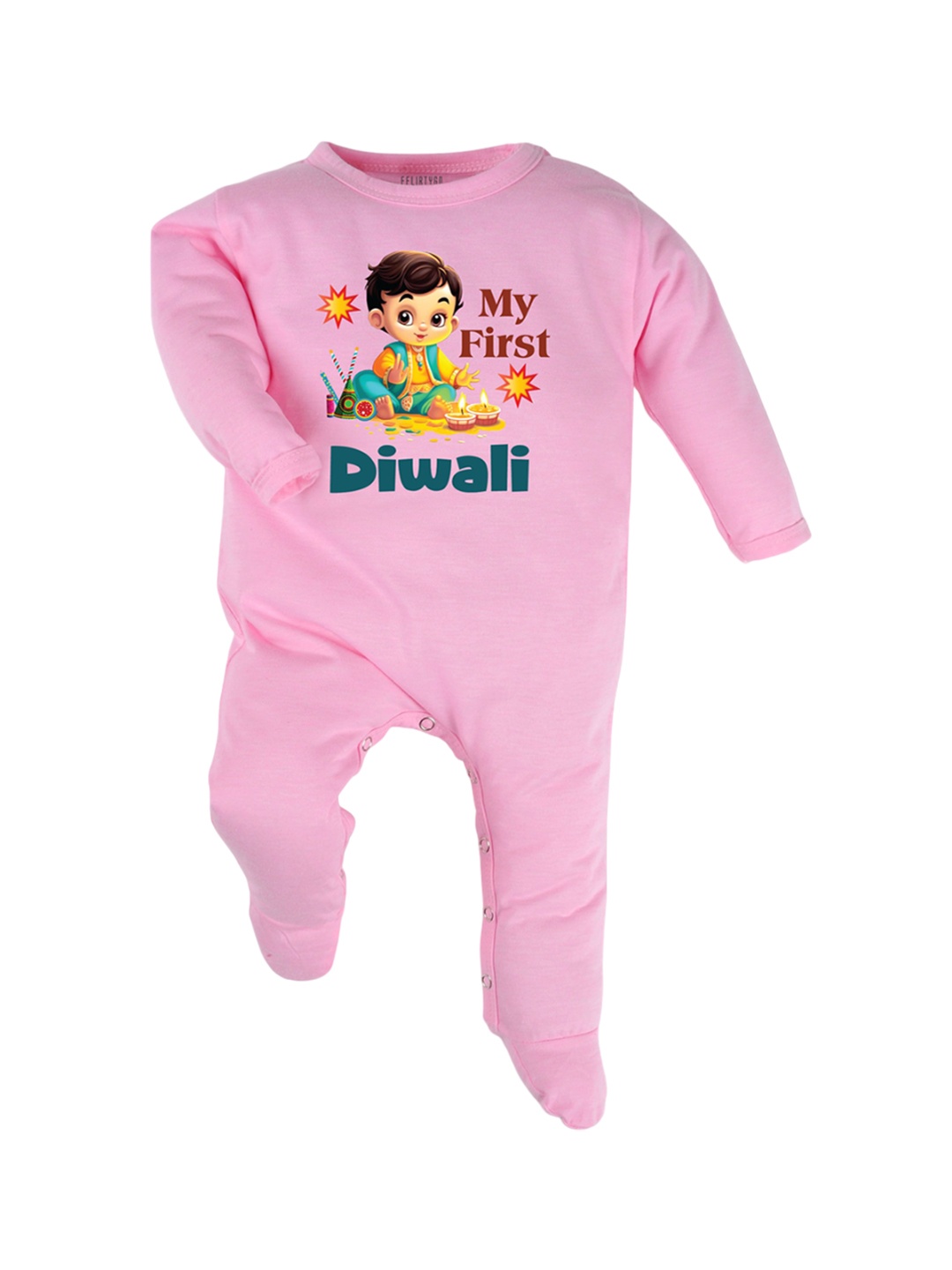 

FFLIRTYGO Infants Kids Printed Cotton Sleepsuit, Pink