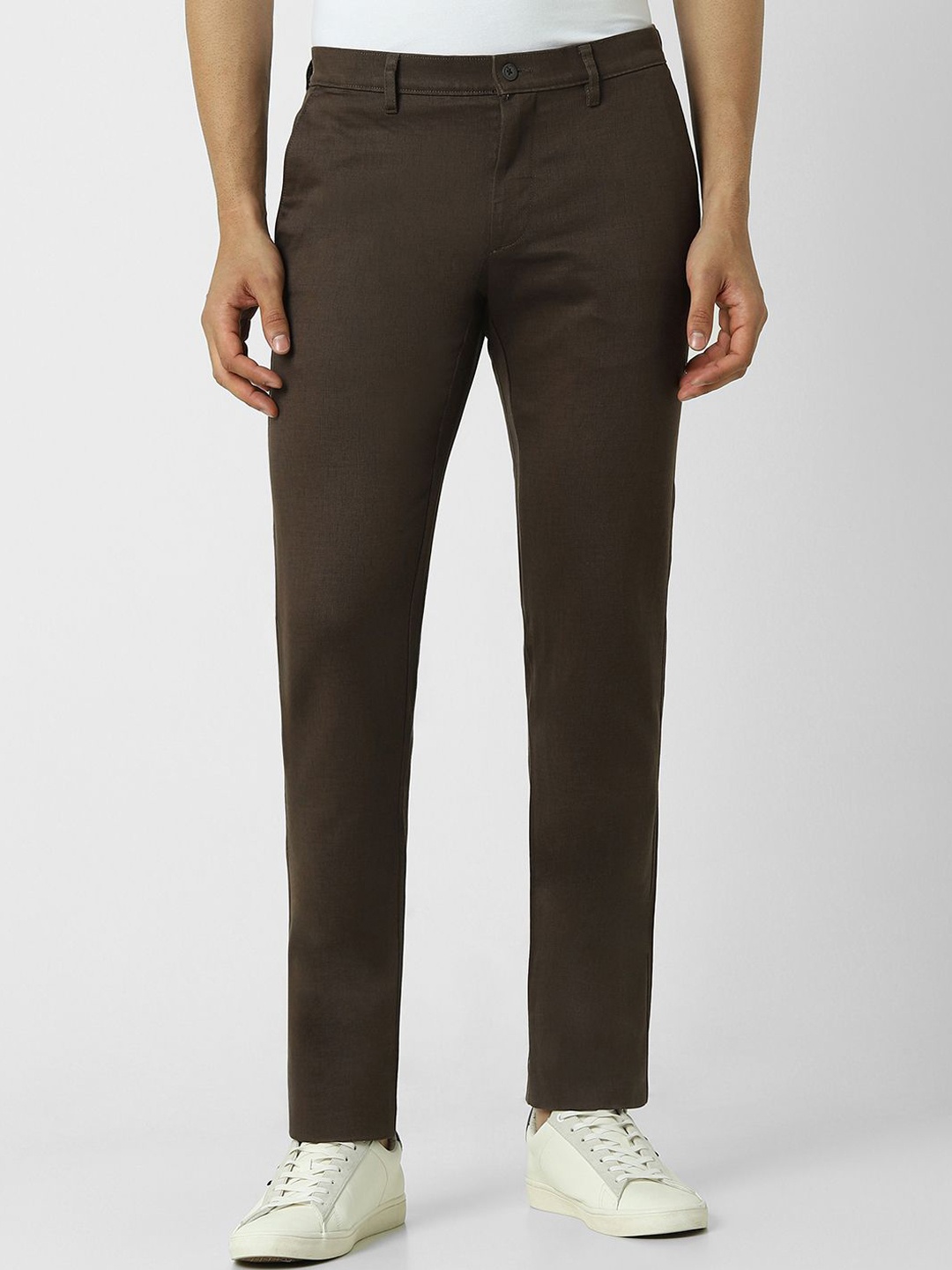 

Van Heusen Men Printed Slim Fit Trousers, Brown