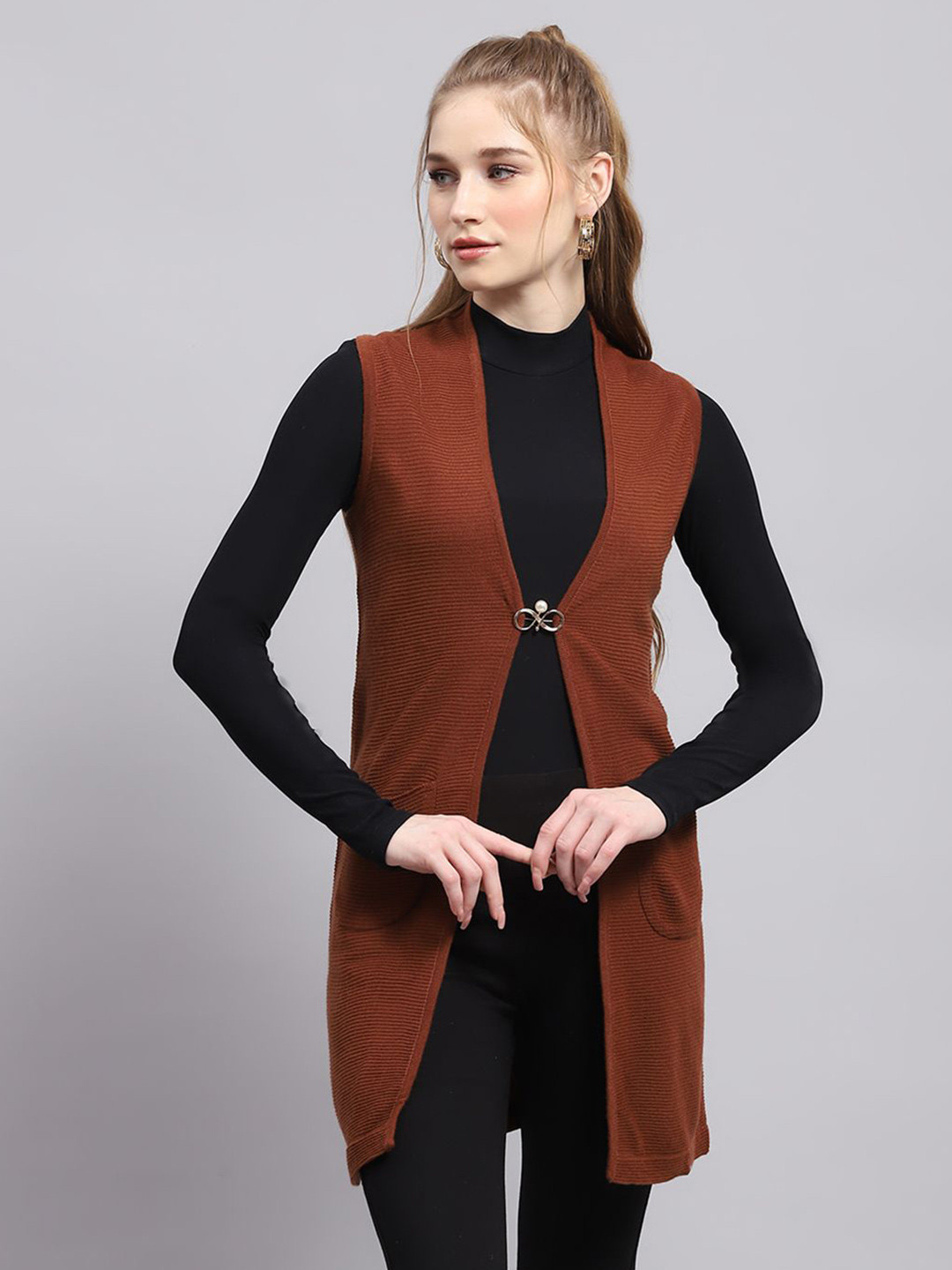 

Monte Carlo Women Woollen Longline, Rust