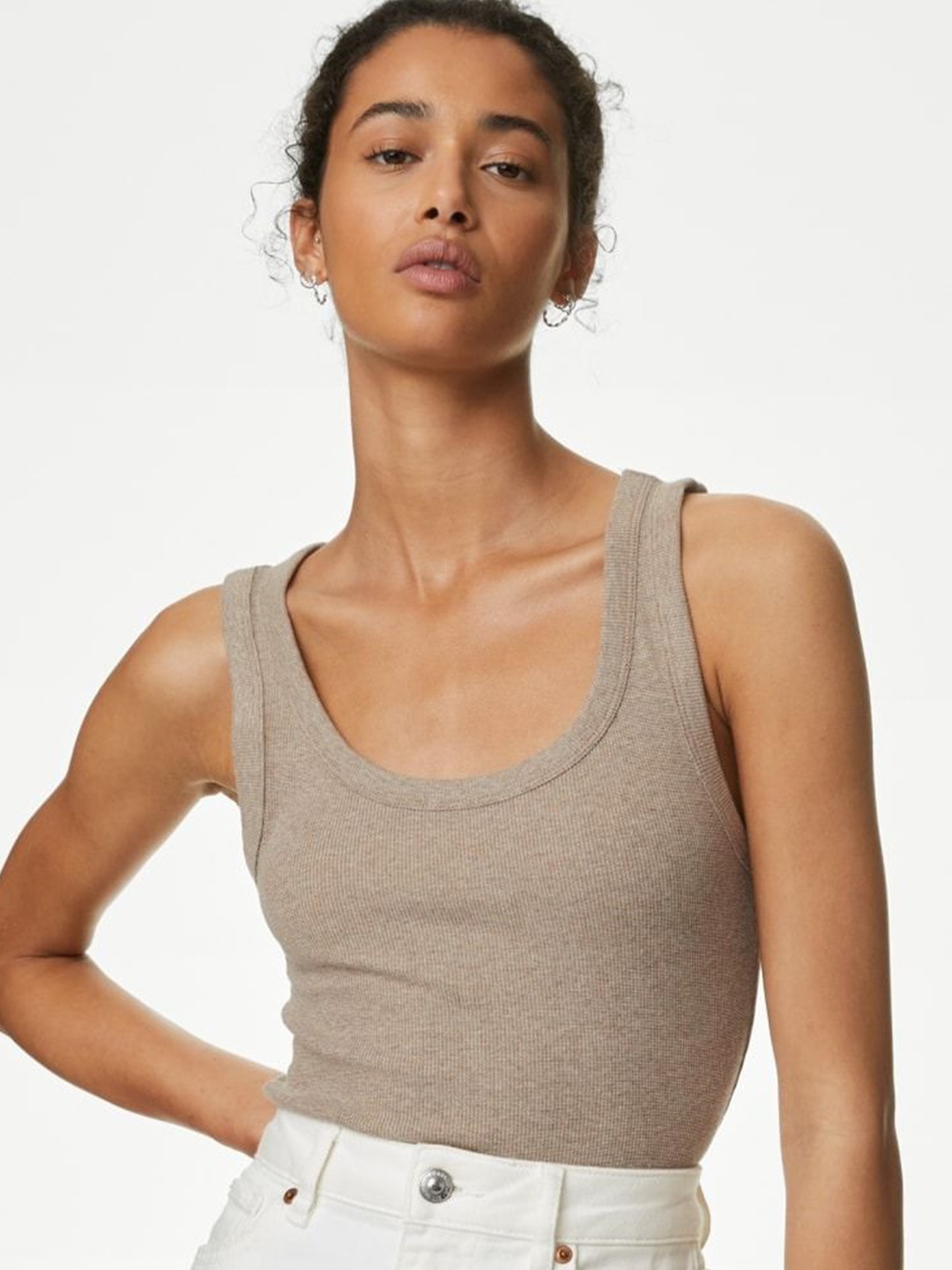 

Marks & Spencer Cotton Tank Top, Beige