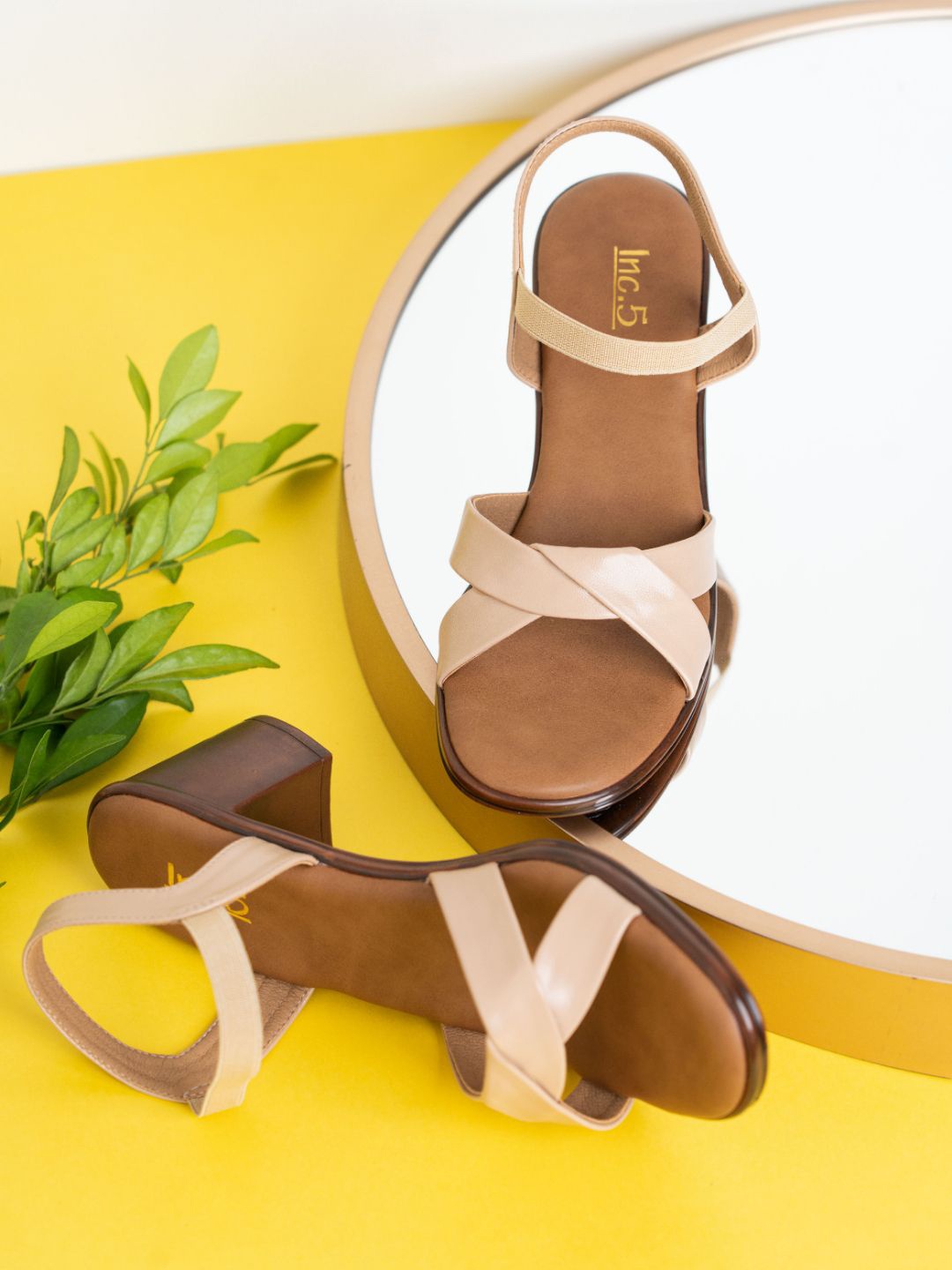 

Inc 5 Women Block Heel Ankle Loop Sandals, Beige