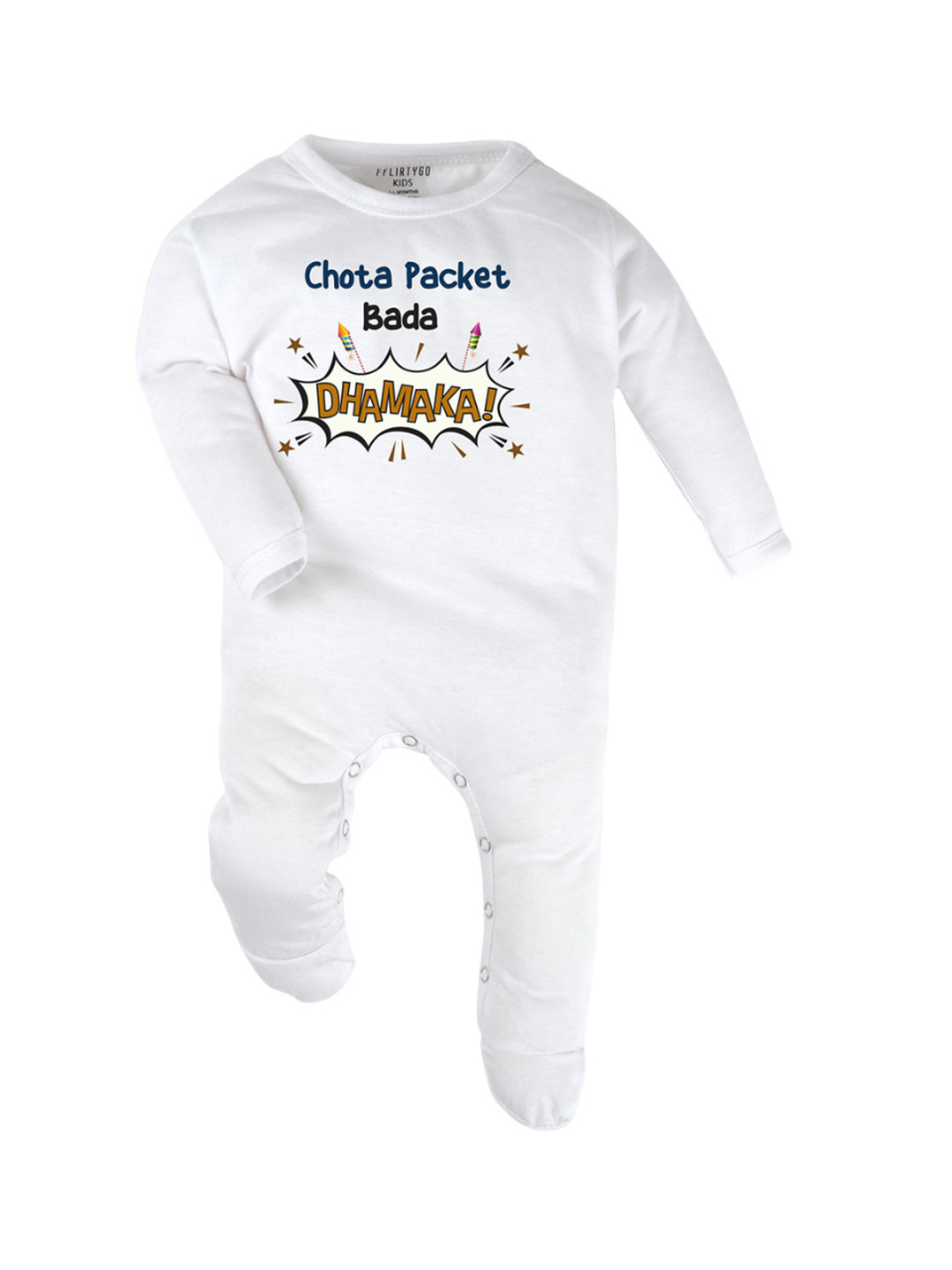 

FFLIRTYGO Unisex Kids Printed Sleepsuit, White