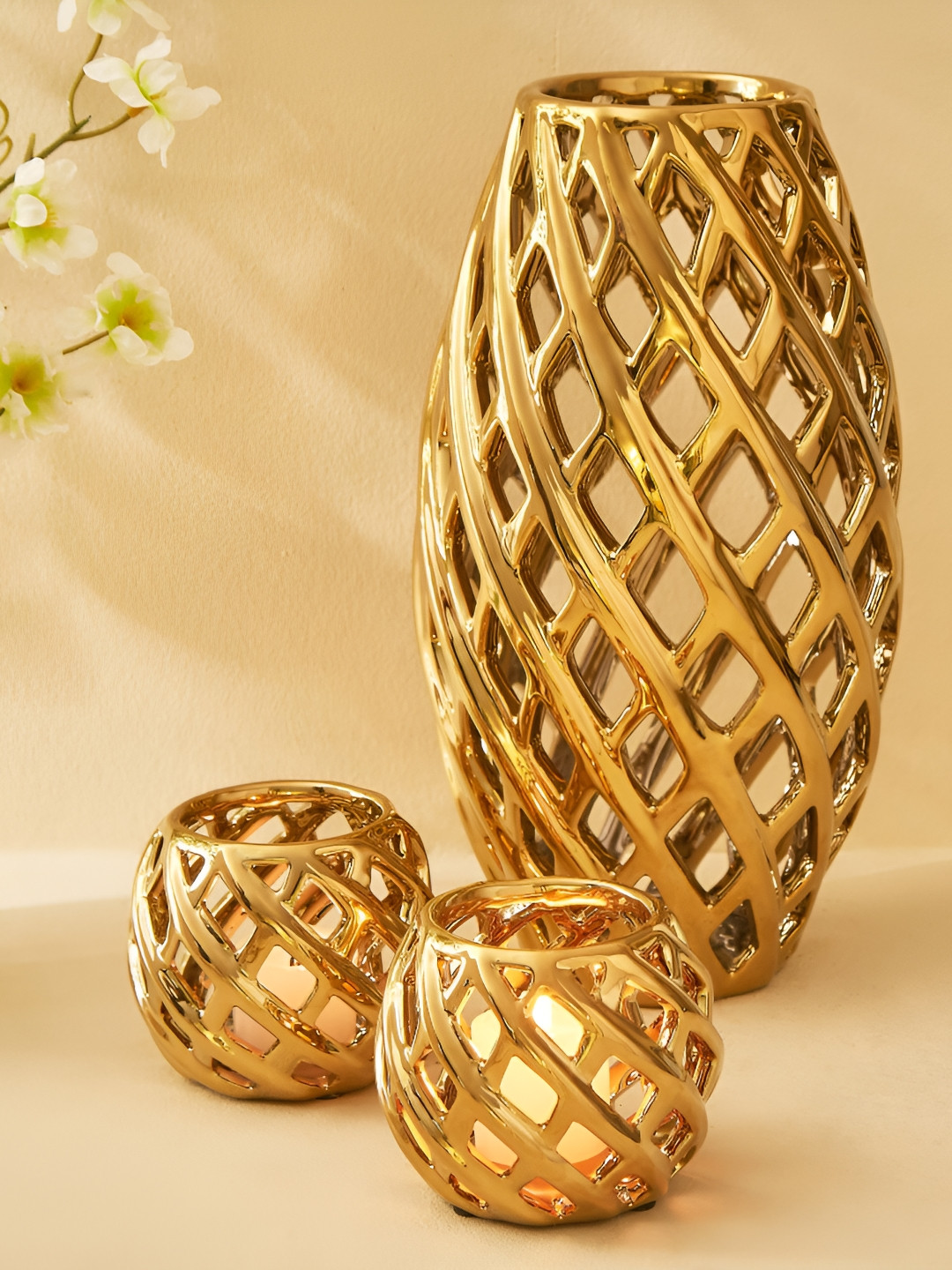 

Home Centre Gold-Toned Set of 3 Candle Holder