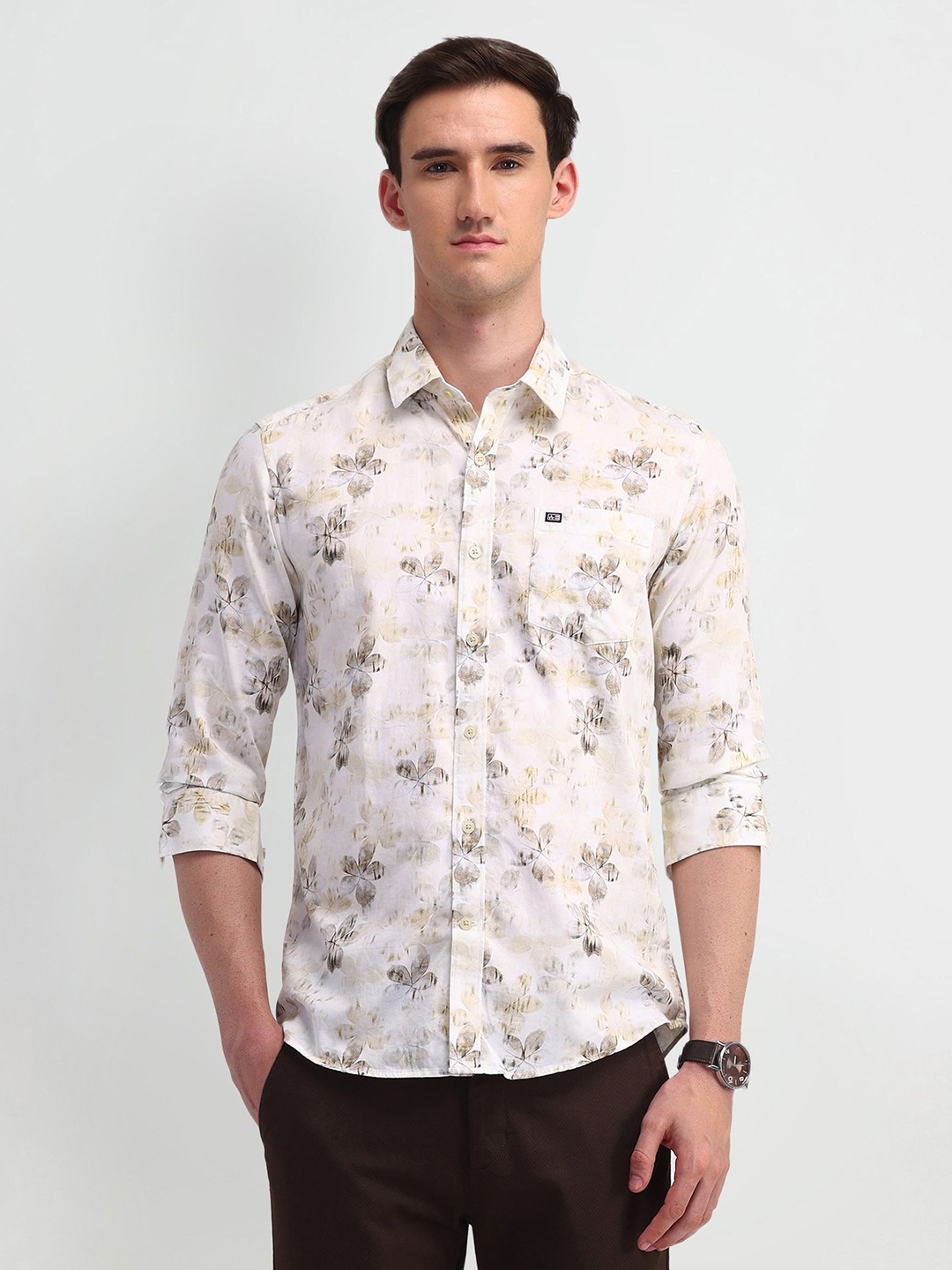 

Arrow Sport Men Manhattan Slim Fit Floral Opaque Printed Casual Shirt, Beige