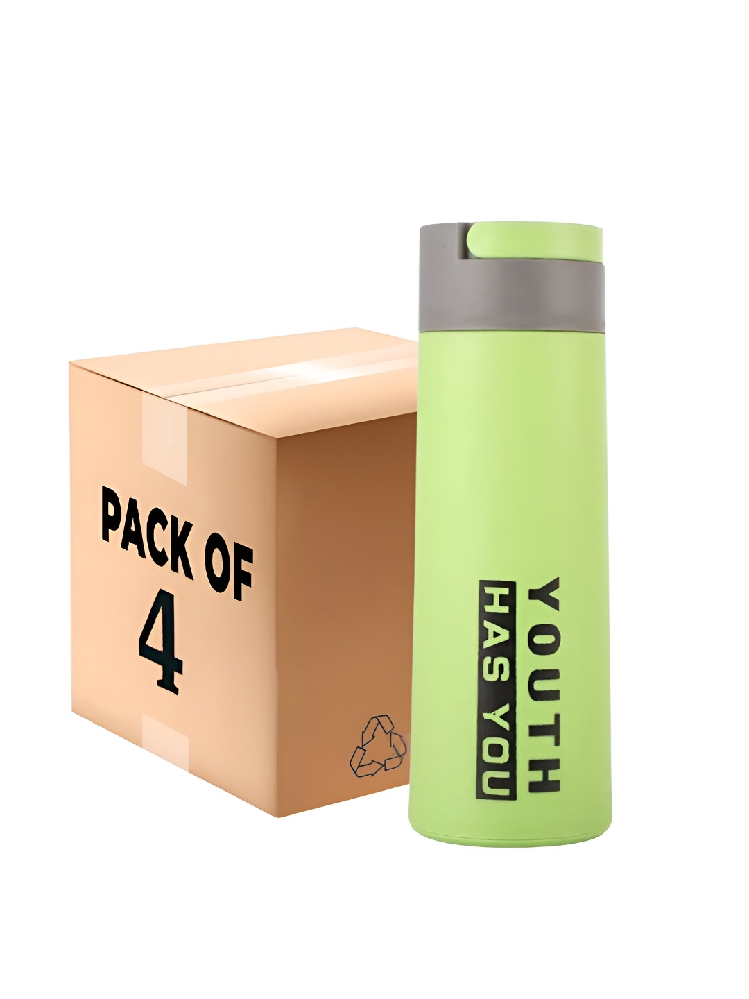 

WELOUR Green & Grey 4 Pieces Printed Glass Water Bottle 450ml