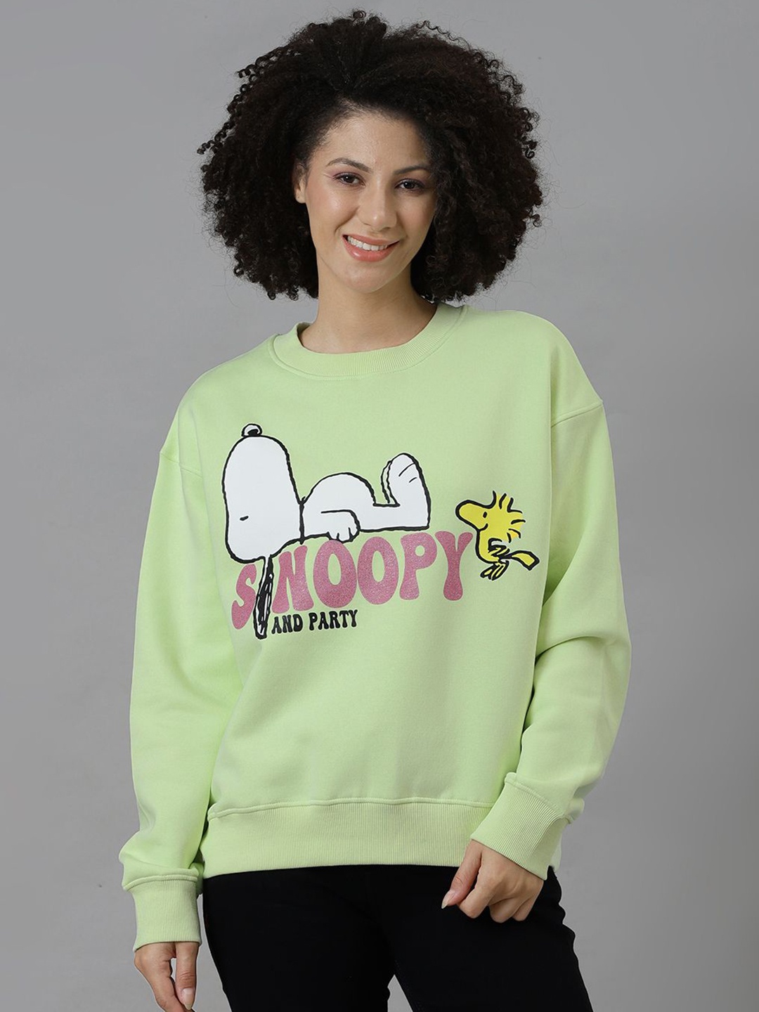 

Free Authority Peanuts Printed Relaxed Fit Sweatshirt For Women, Green