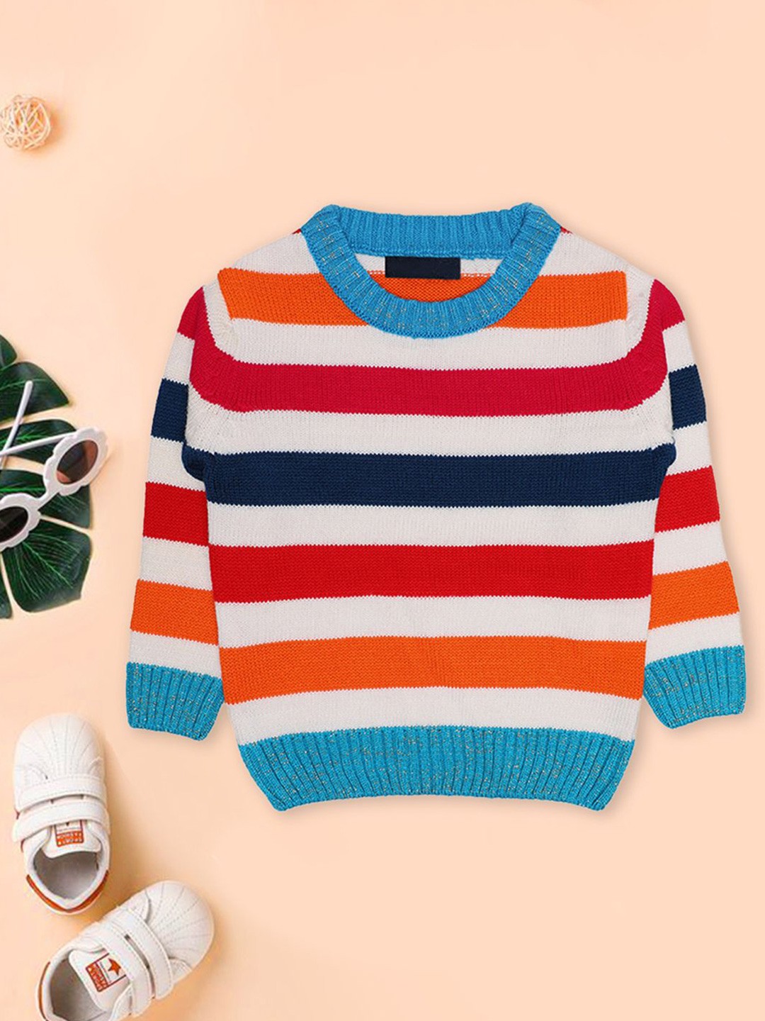 

CHKOKKO Boys Striped Woollen Pullover, Blue