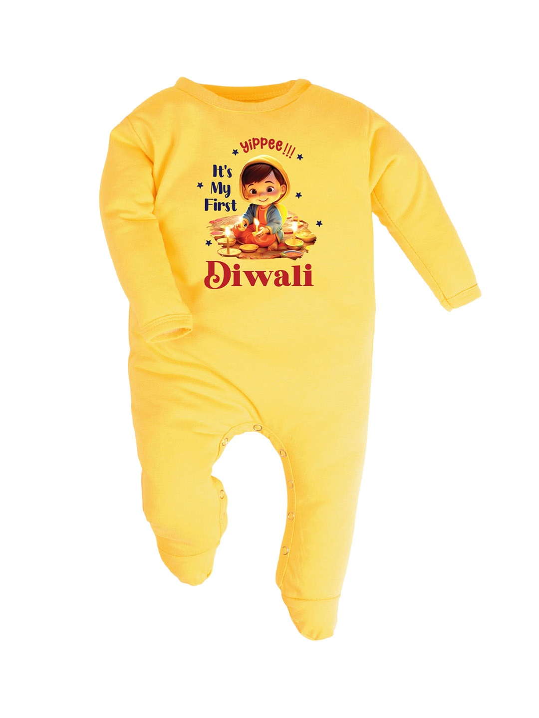 

FFLIRTYGO Kids Printed Cotton Sleepsuit, Yellow