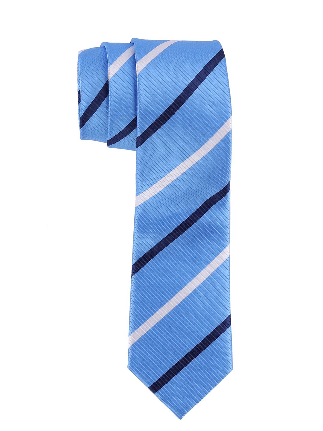 

The Tie Hub Men Striped Broad Tie, Blue