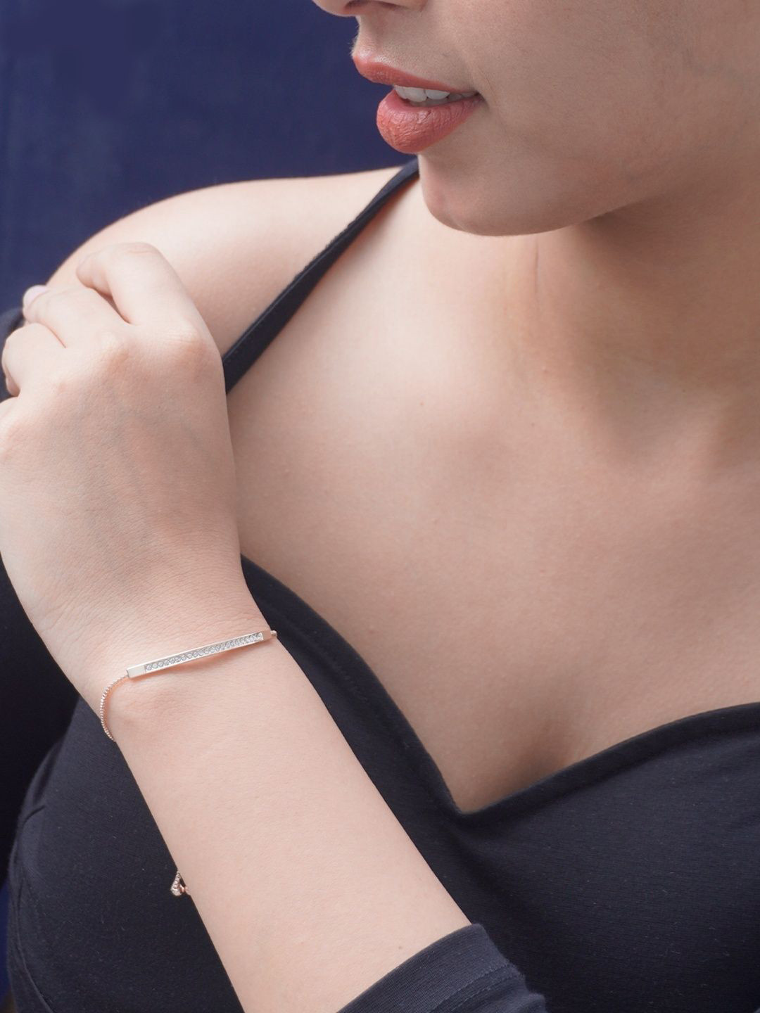 

Niscka Rose Gold-Plated Cubic Zirconia Wraparound Bracelet