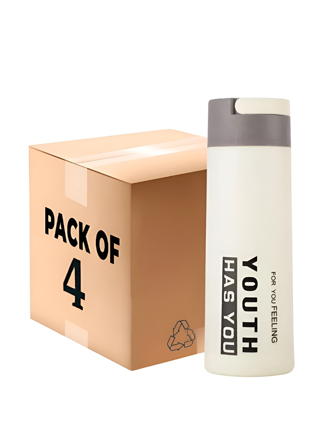 

WELOUR White & Grey 4 Pieces Glass Water Bottle 400ml