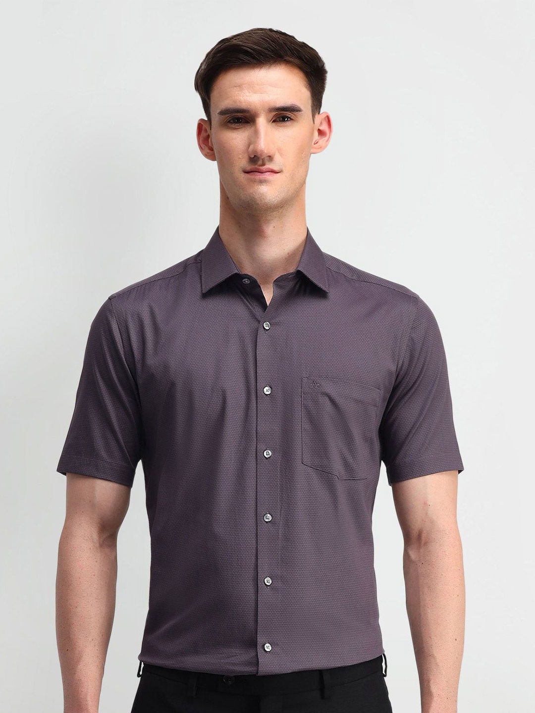 

Arrow Men Classic Spread Collar Micro Ditsy Printed Cotton Formal Shirt, Purple