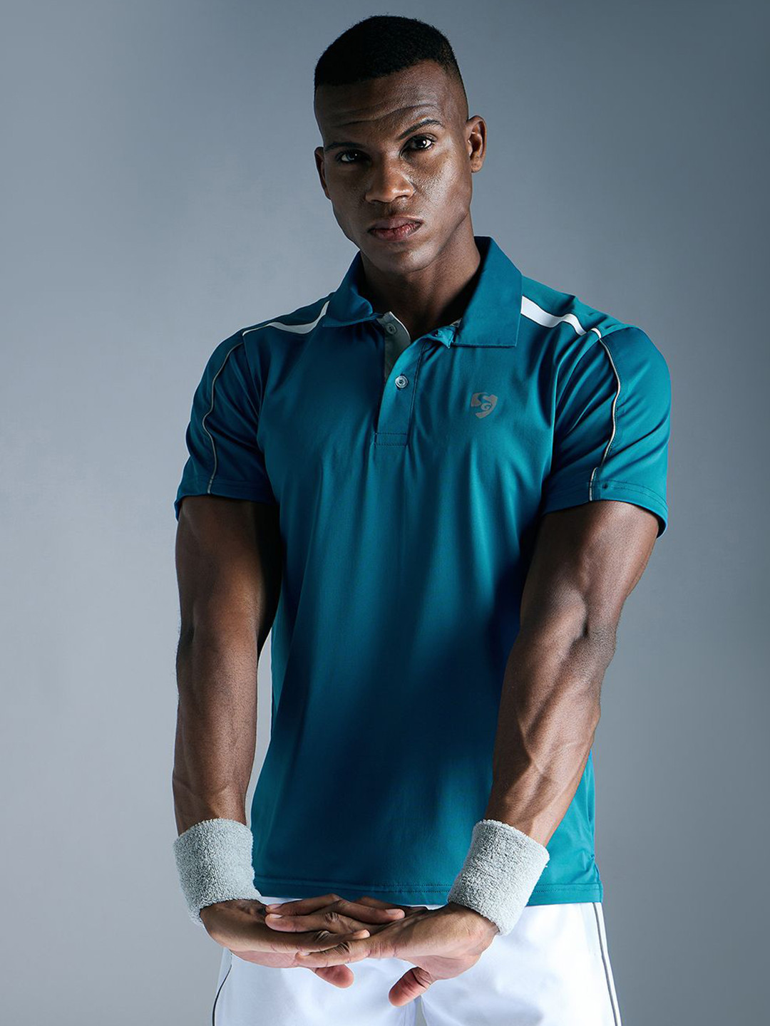 

SG Men Solid Polo Collar T-shirt, Blue