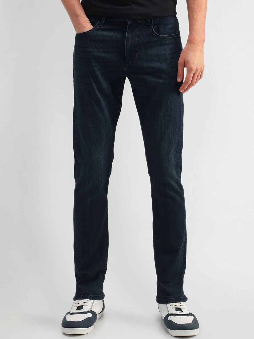 

Arrow New York Men Cotton Prince Slim Fit Heavy Fade Stretchable Jeans, Blue