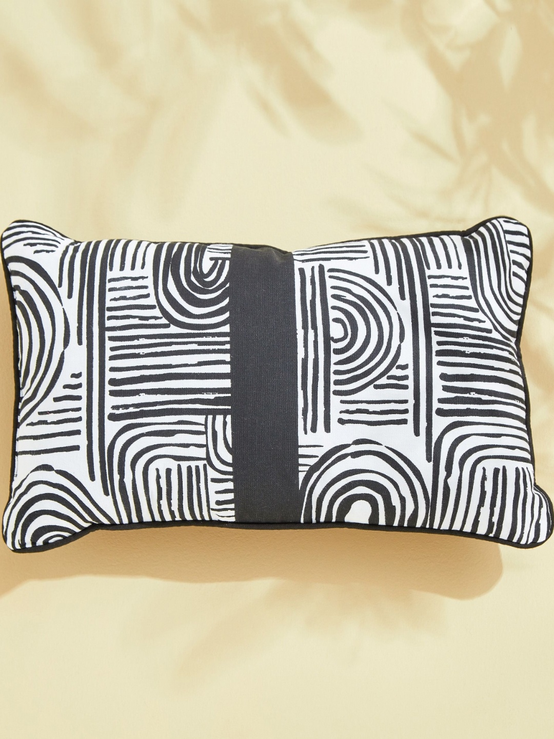 

Home Centre Midnight Melody White & Black Geometric Rectangle Cotton Pre-Filled Cushion