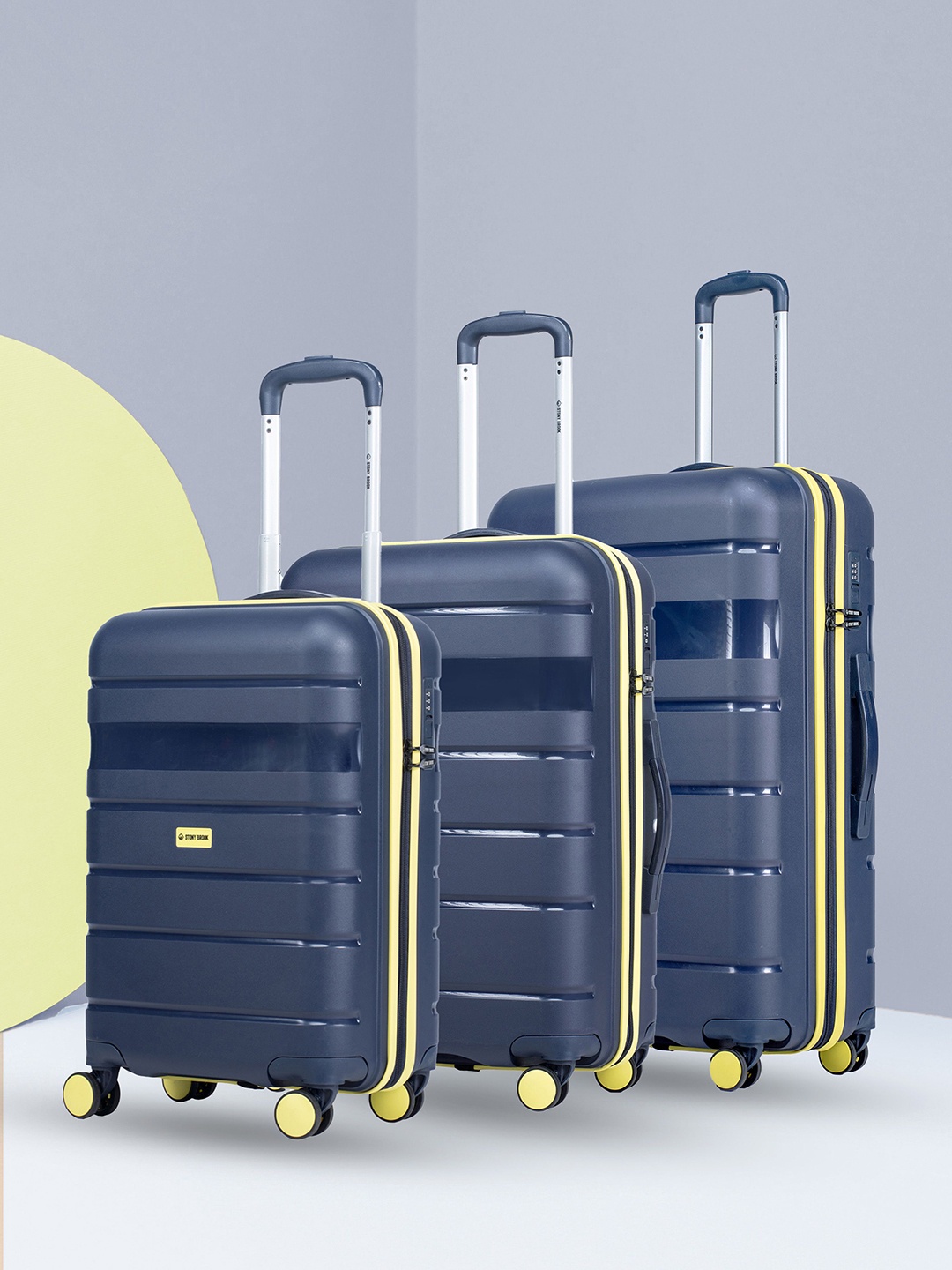 

Stony Brook by Nasher Miles Set Of 3 Hard-Sided Trolley Bag, Navy blue