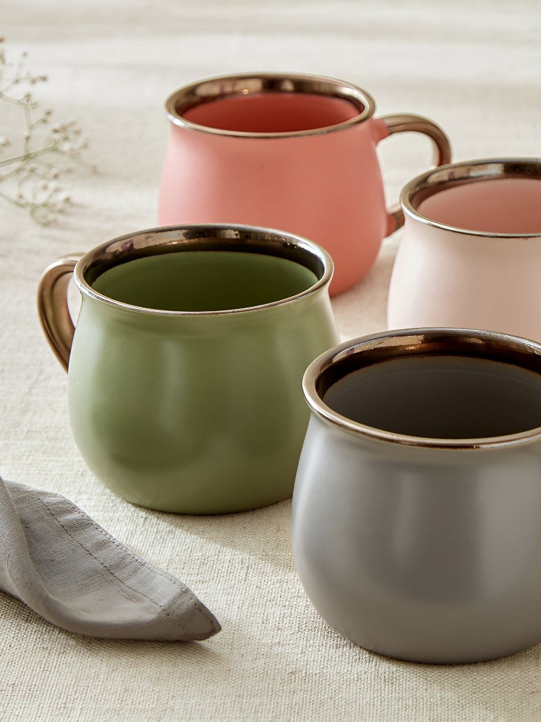 

Home Centre 4-Piece Pink & Grey Stoneware Cups- 350 Ml