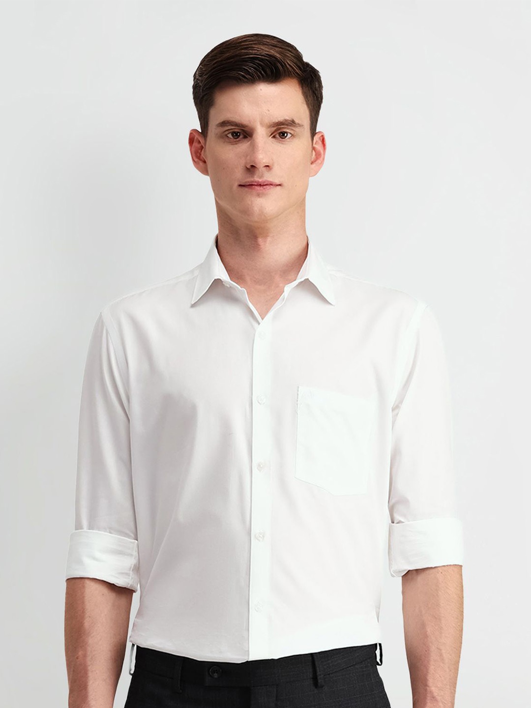 

Arrow Men Classic Spread Collar Solid Cotton Formal Shirt, White