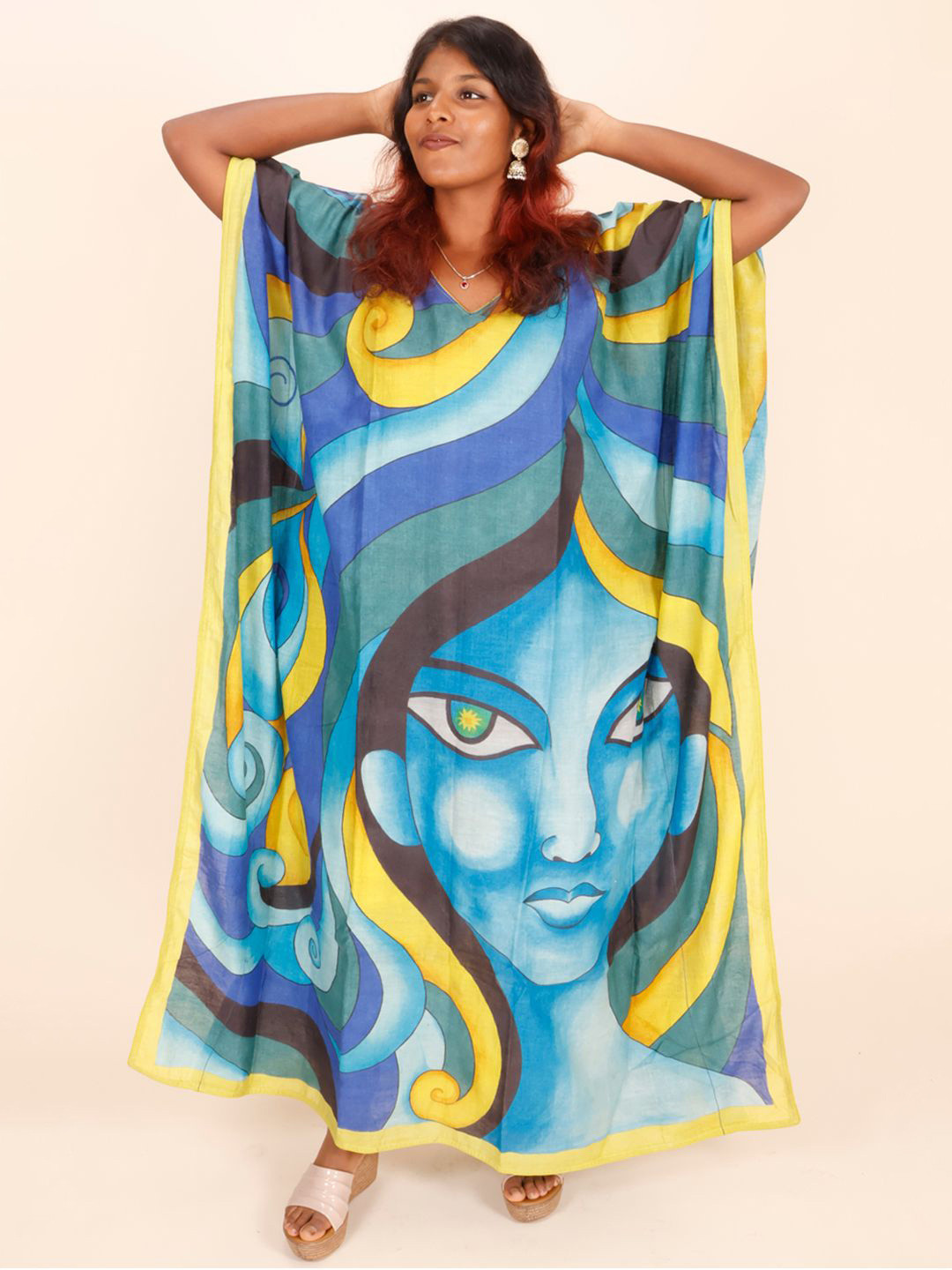 

Avishya Print Kimono Sleeve Kaftan Maxi Dress, Blue