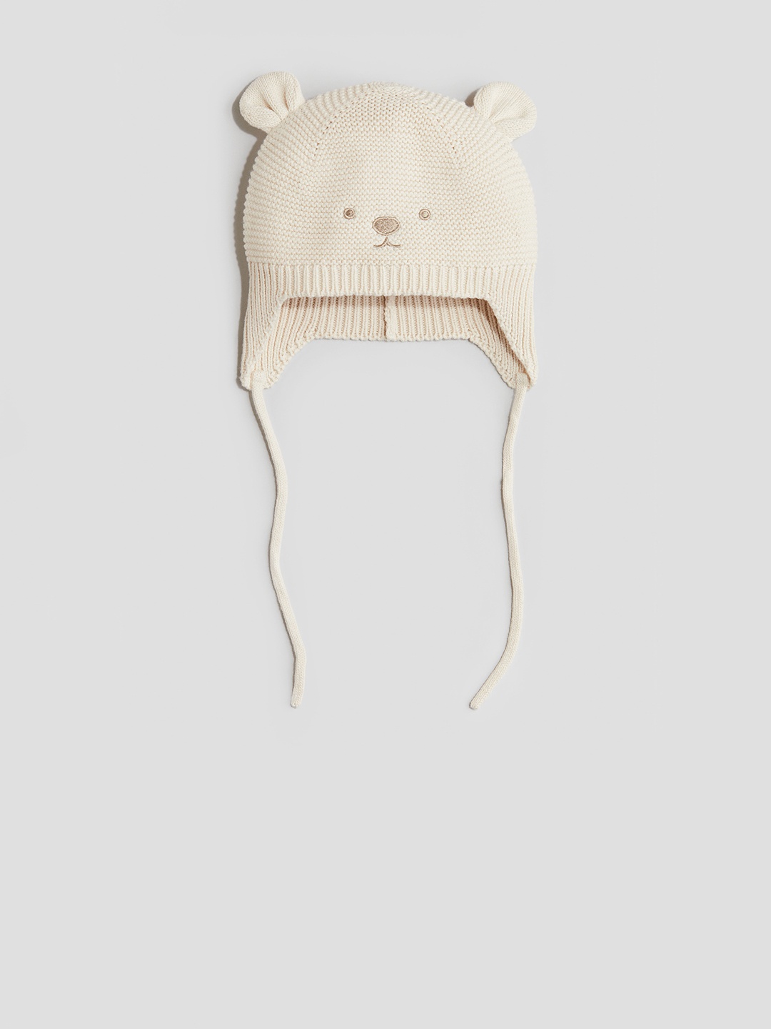

H&M Boys Knitted Chin-Tie Beanie, Beige