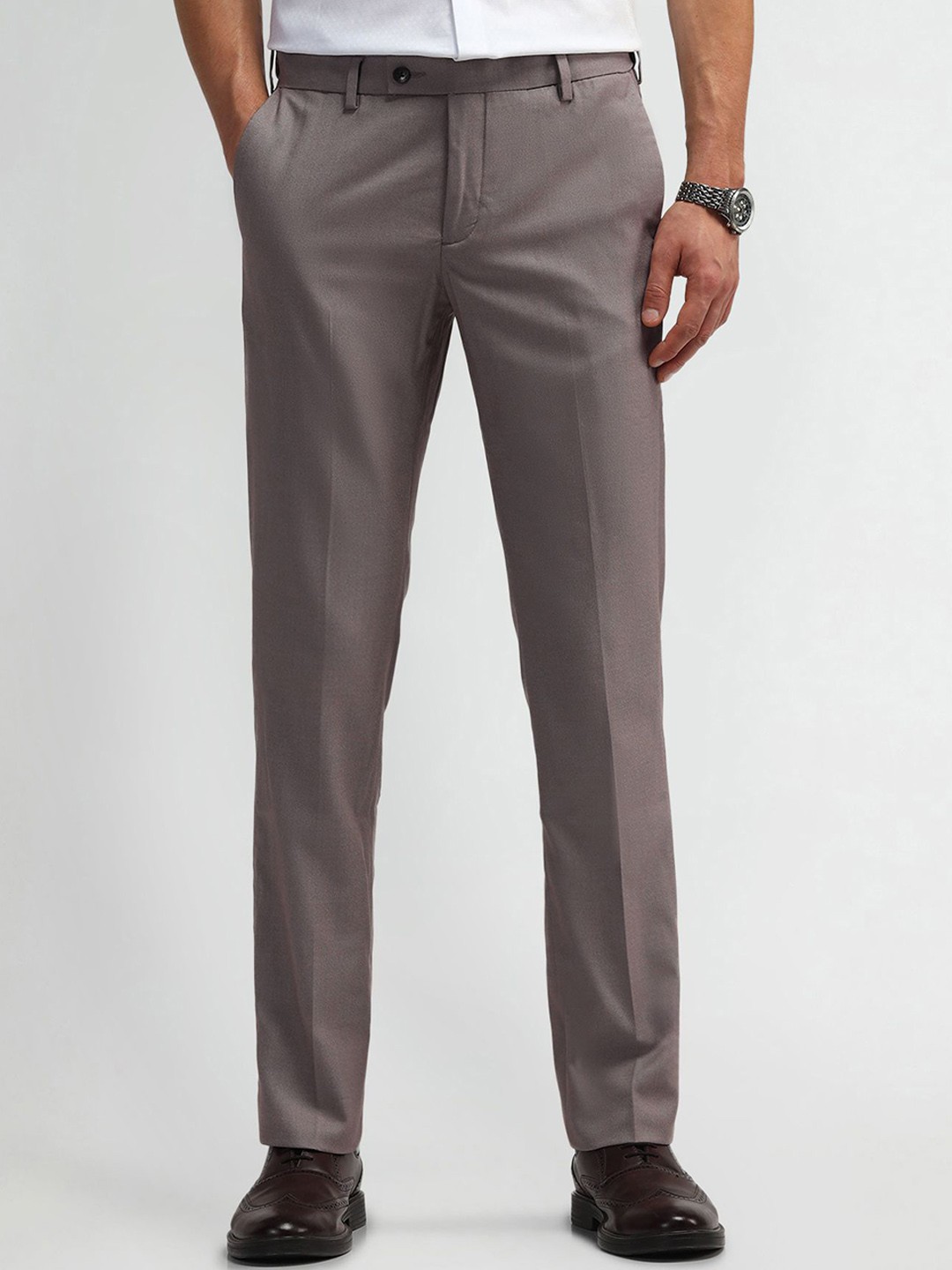 

Arrow Men Urban Slim Slim Fit Mid-Rise Trousers, Pink
