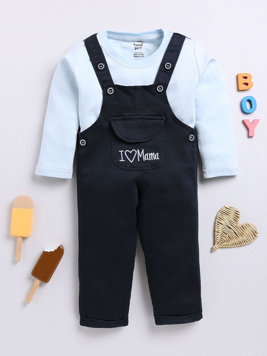 

Toonyport Kids Dungarees With T-Shirt, Blue