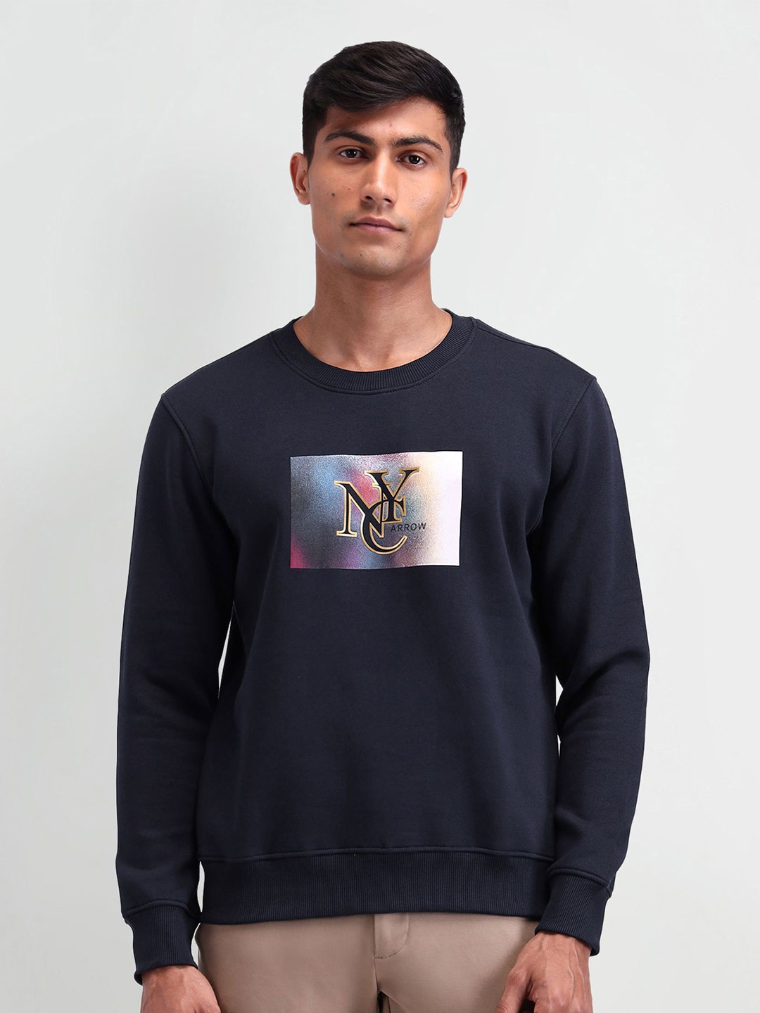 

Arrow New York Men Printed Sweatshirt, Navy blue