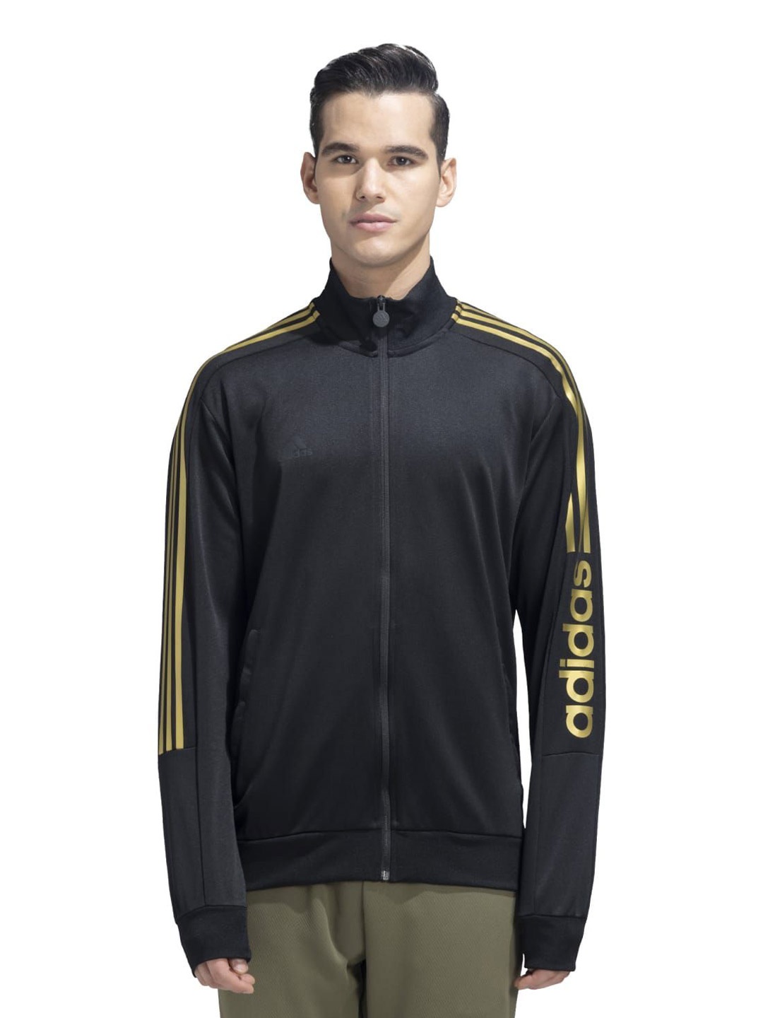 

ADIDAS Unisex Striped Open Front Jacket, Black